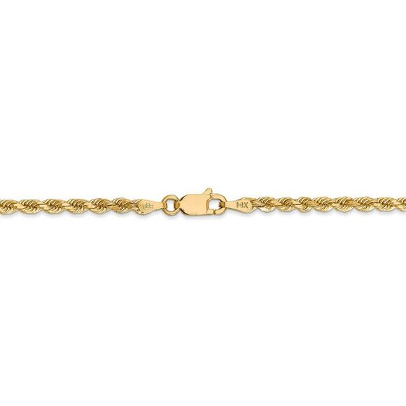2.75mm 14k Yellow Gold, Diamond Cut Solid Rope Chain Necklace, 22 Inch - Picture 4 of 8